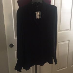 Express Black Button Blouse
